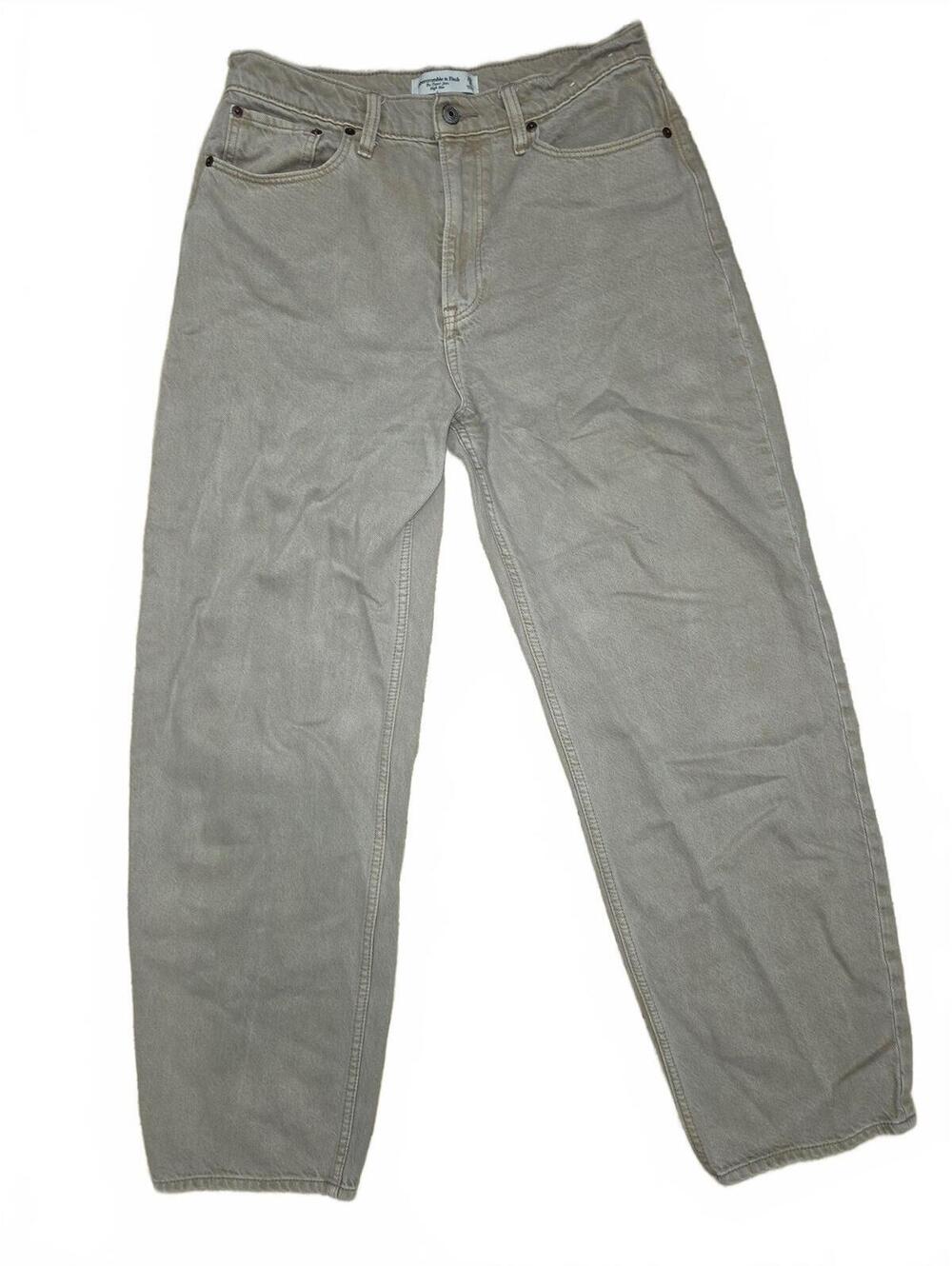 Abercrombie & Fitch The Taper Jeans Womens 29 8R High Rise Tan Beige Denim